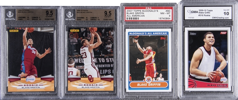 2007-10 Topps and Panini Blake Griffin Graded Rookie Card Collection (4 Different)